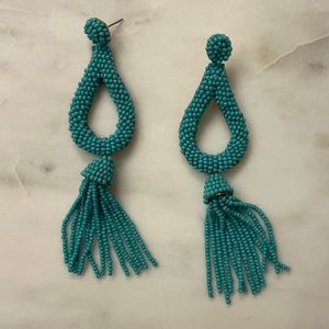 Anthropologie blue tassel beaded drop earrings